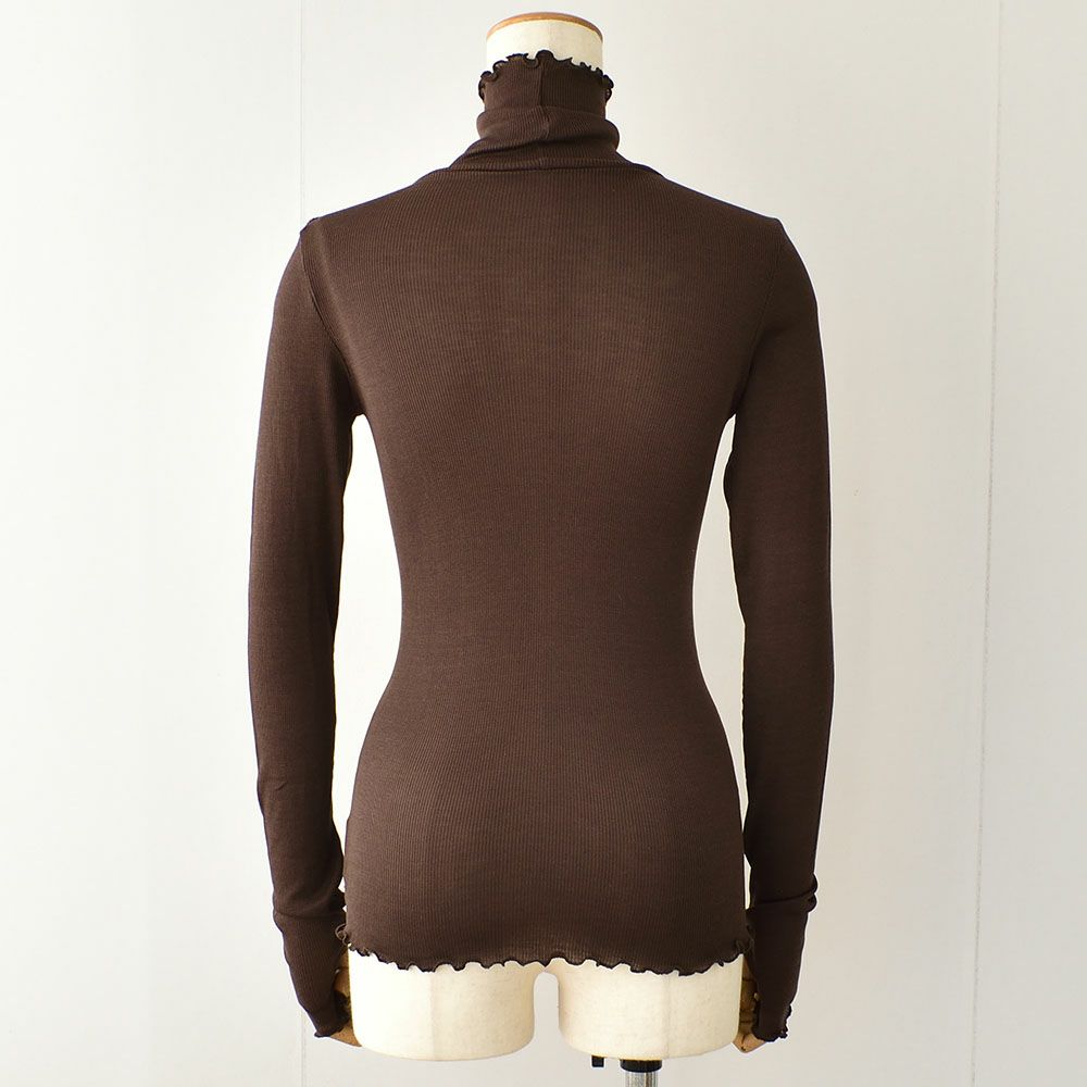 シルク100％ テレコ ハイネック 長袖 インナー 指穴付き 日本製 ウォッシャブル加工