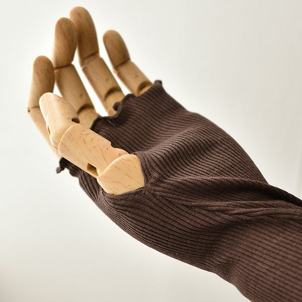 シルク100％ テレコ ハイネック 長袖 インナー 指穴付き 日本製 ウォッシャブル加工