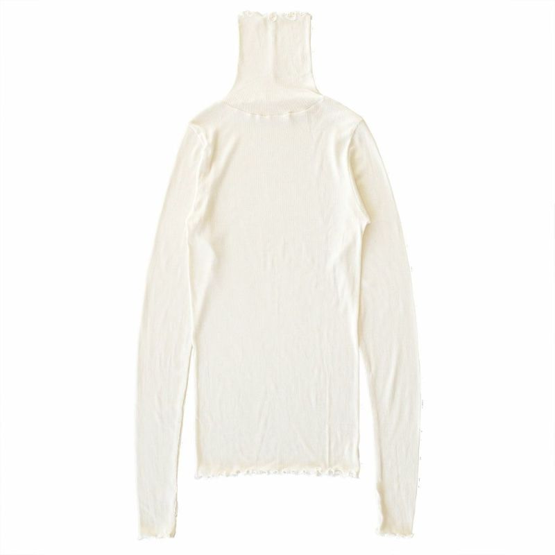 シルク100％ テレコ ハイネック 長袖 インナー 指穴付き 日本製 ウォッシャブル加工