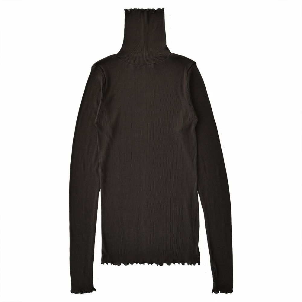 シルク100％ テレコ ハイネック 長袖 インナー 指穴付き 日本製 ウォッシャブル加工