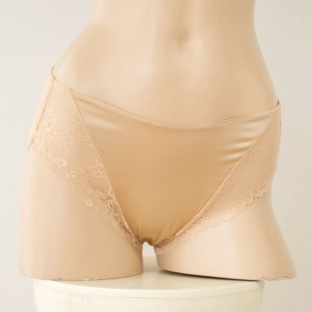 シルクサテン レース付きショーツ 日本製
