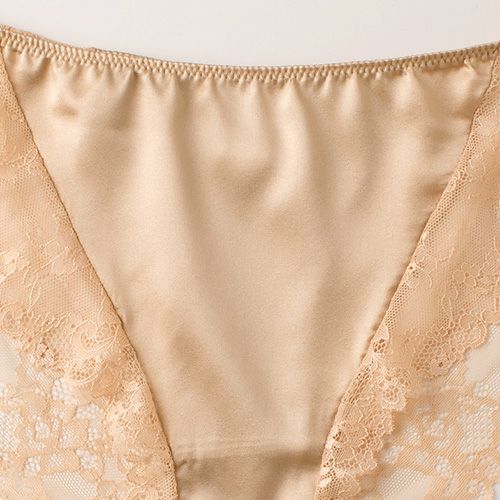 シルクサテン レース付きショーツ 日本製