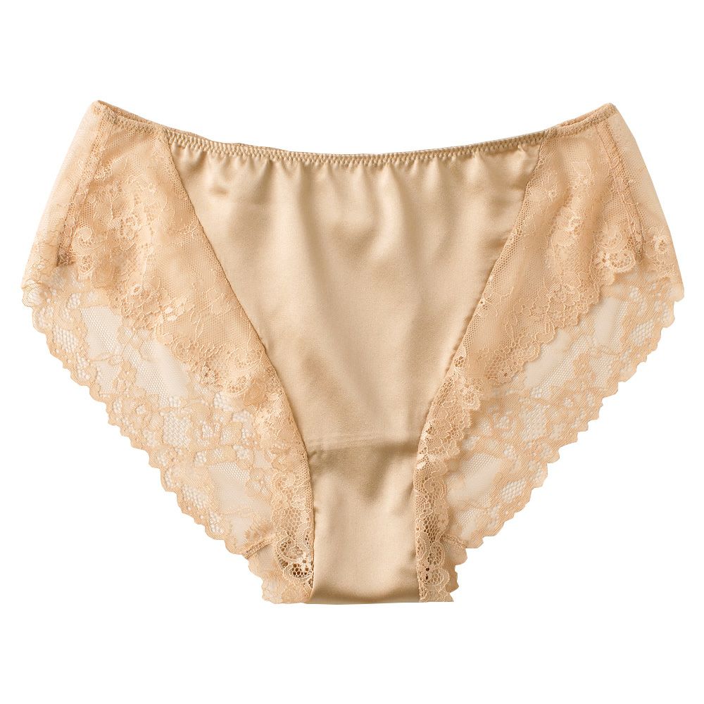 シルクサテン レース付きショーツ 日本製