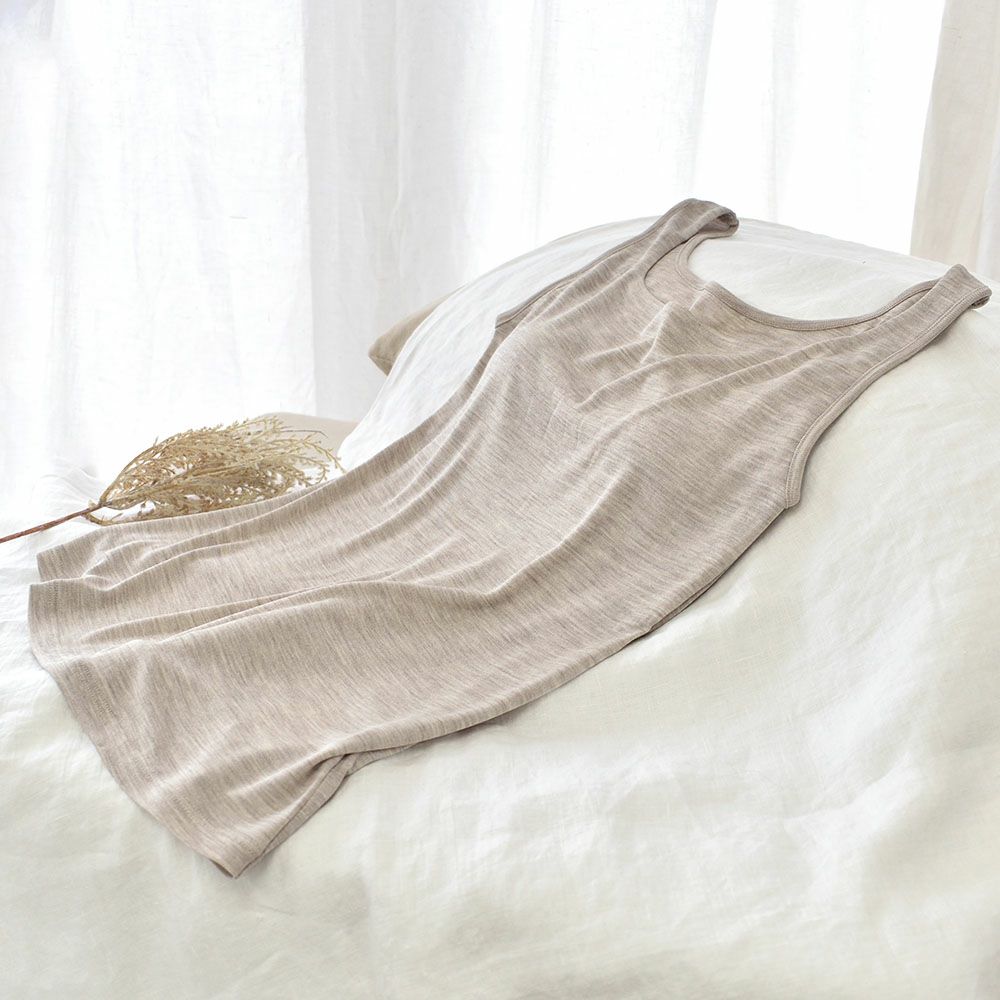 シルク100％ フライス カップ付き タンクトップ 日本製