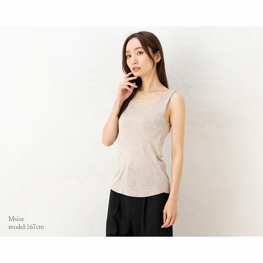 シルク100％ フライス カップ付き タンクトップ 日本製