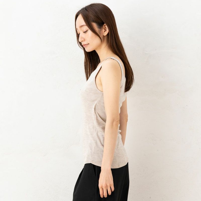 シルク100％ フライス カップ付き タンクトップ 日本製