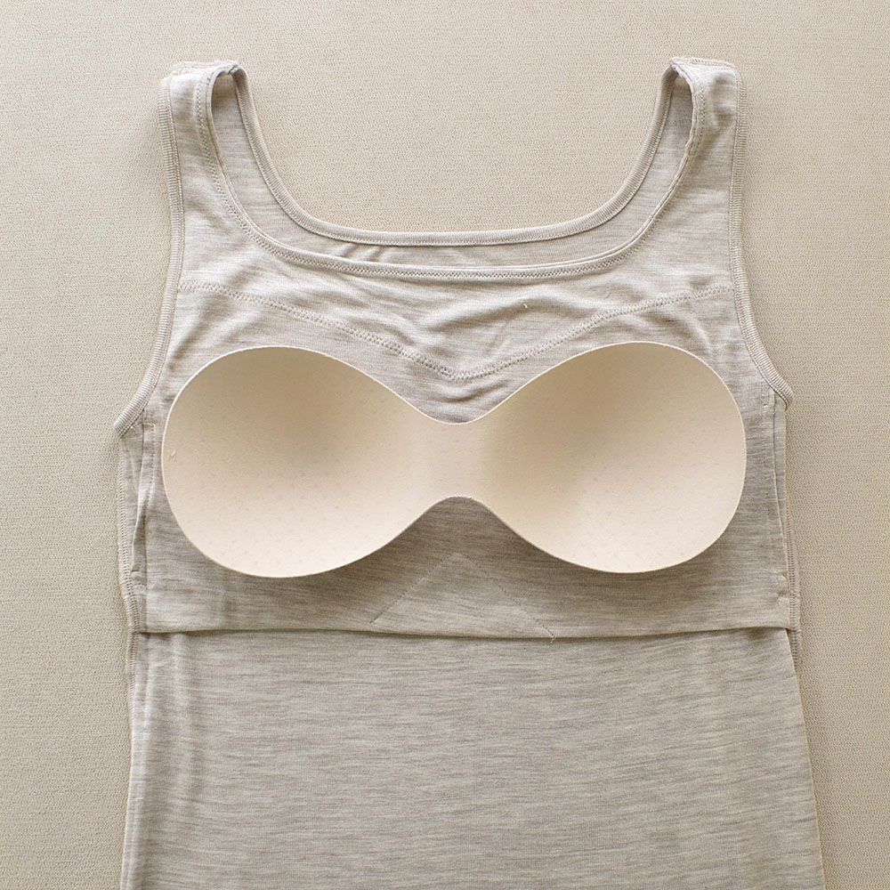 シルク100％ フライス カップ付き タンクトップ 日本製