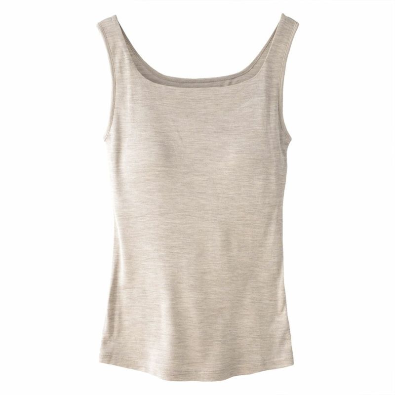 シルク100％ フライス カップ付き タンクトップ 日本製