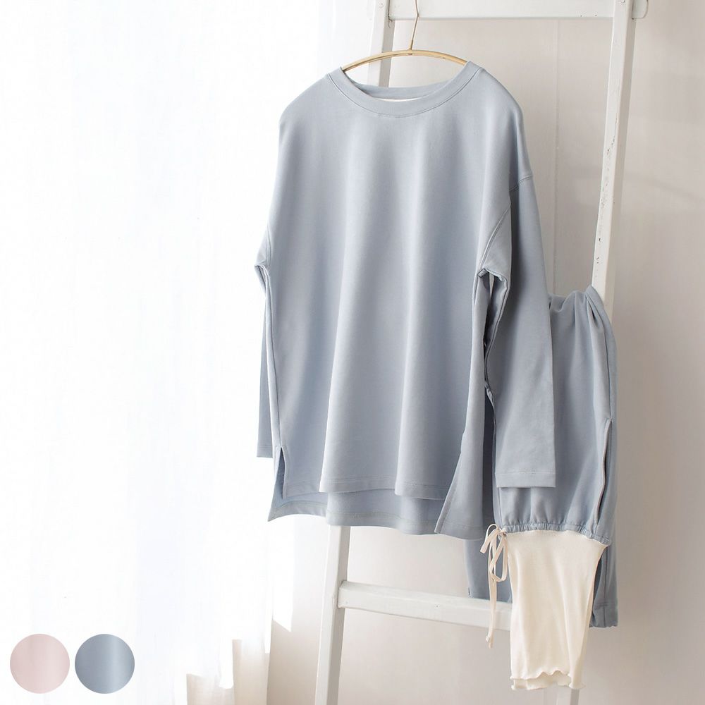 オーガニックコットン パジャマ 上下セット 日本製 トップスとシルク腹巻付きパンツ