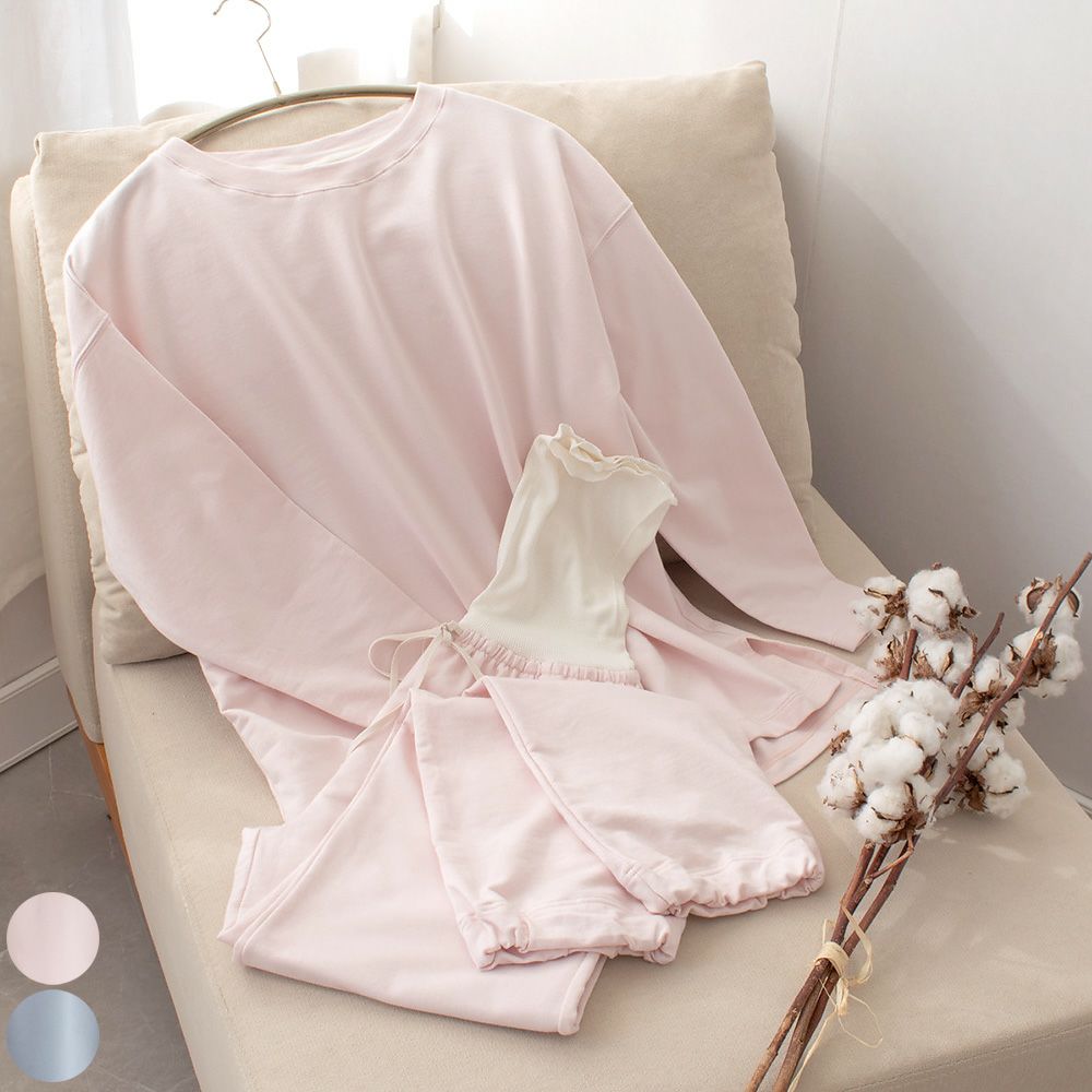 オーガニックコットン パジャマ 上下セット 日本製 トップスとシルク腹巻付きパンツ