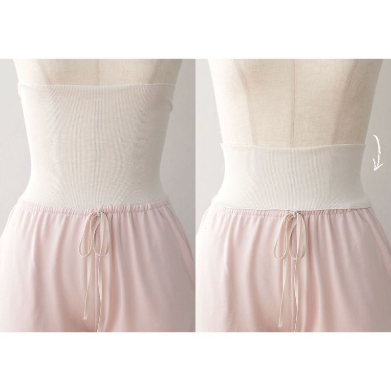 オーガニックコットン パジャマ 上下セット 日本製 トップスとシルク腹巻付きパンツ