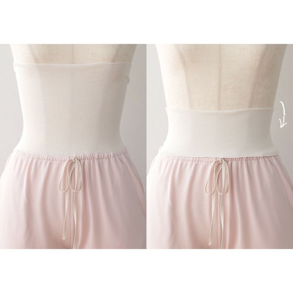 オーガニックコットン パジャマ 上下セット 日本製 トップスとシルク腹巻付きパンツ