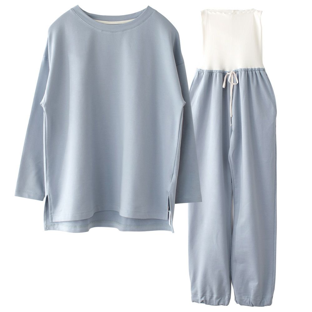 オーガニックコットン パジャマ 上下セット 日本製 トップスとシルク腹巻付きパンツ