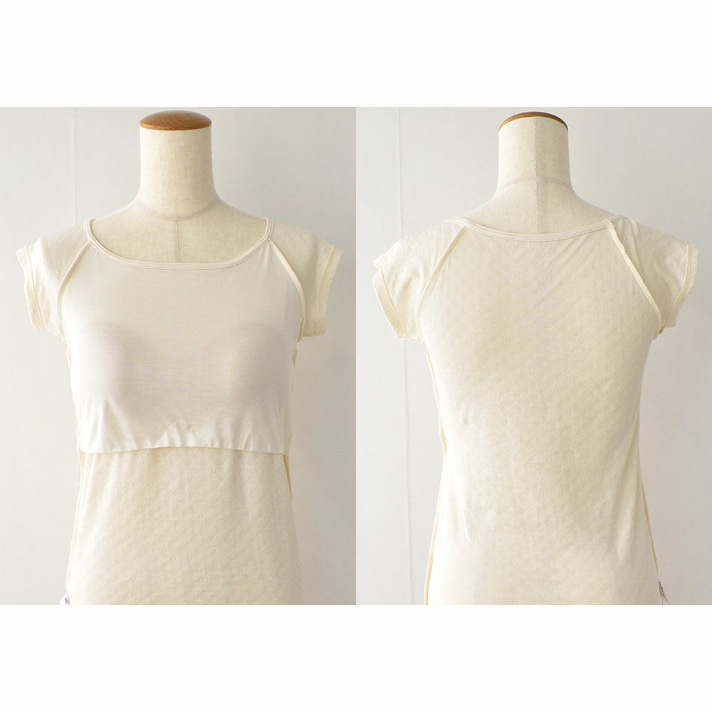 肌側シルク 外側コットン カップ付き パジャマインナー 日本製