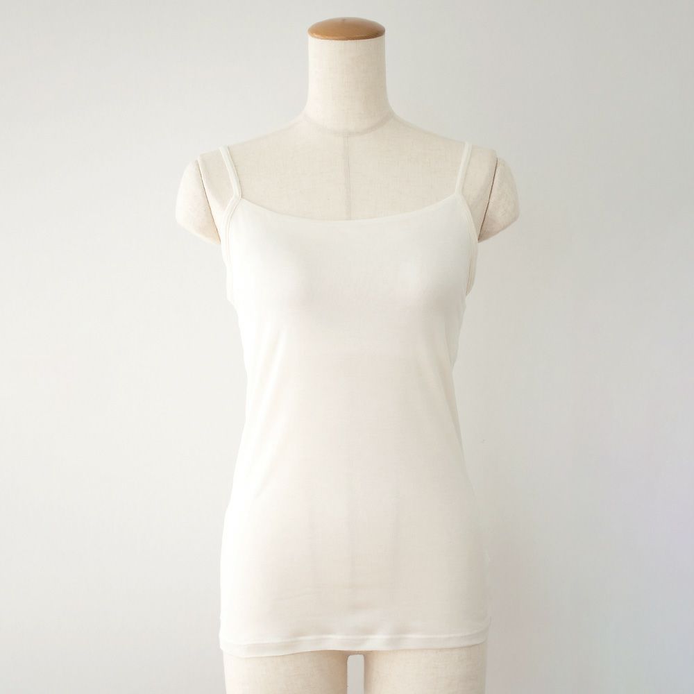 シルク100％ カップ付き キャミソール 日本製 しっかりタイプ 【ふわ肌シルク】